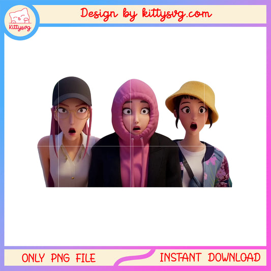 Demon hunters huntrix members png, huntrix girl band png