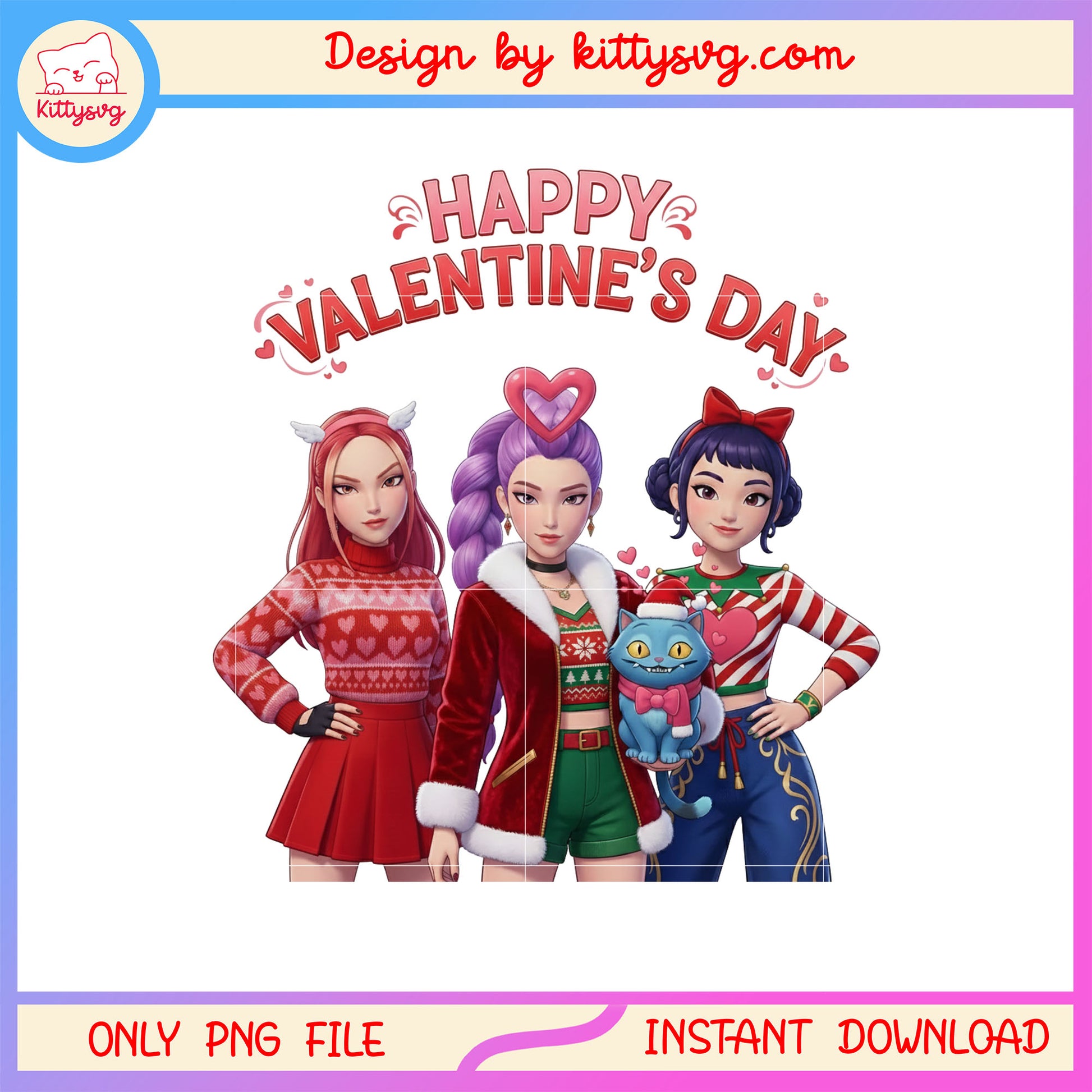 Derpy and kpop demon hunter valentine png,  kpop demon hunters png