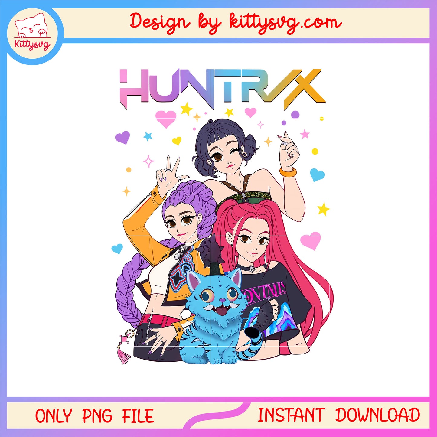 Derpy tiger and huntrix band png, kpop demon hunter kpop group png