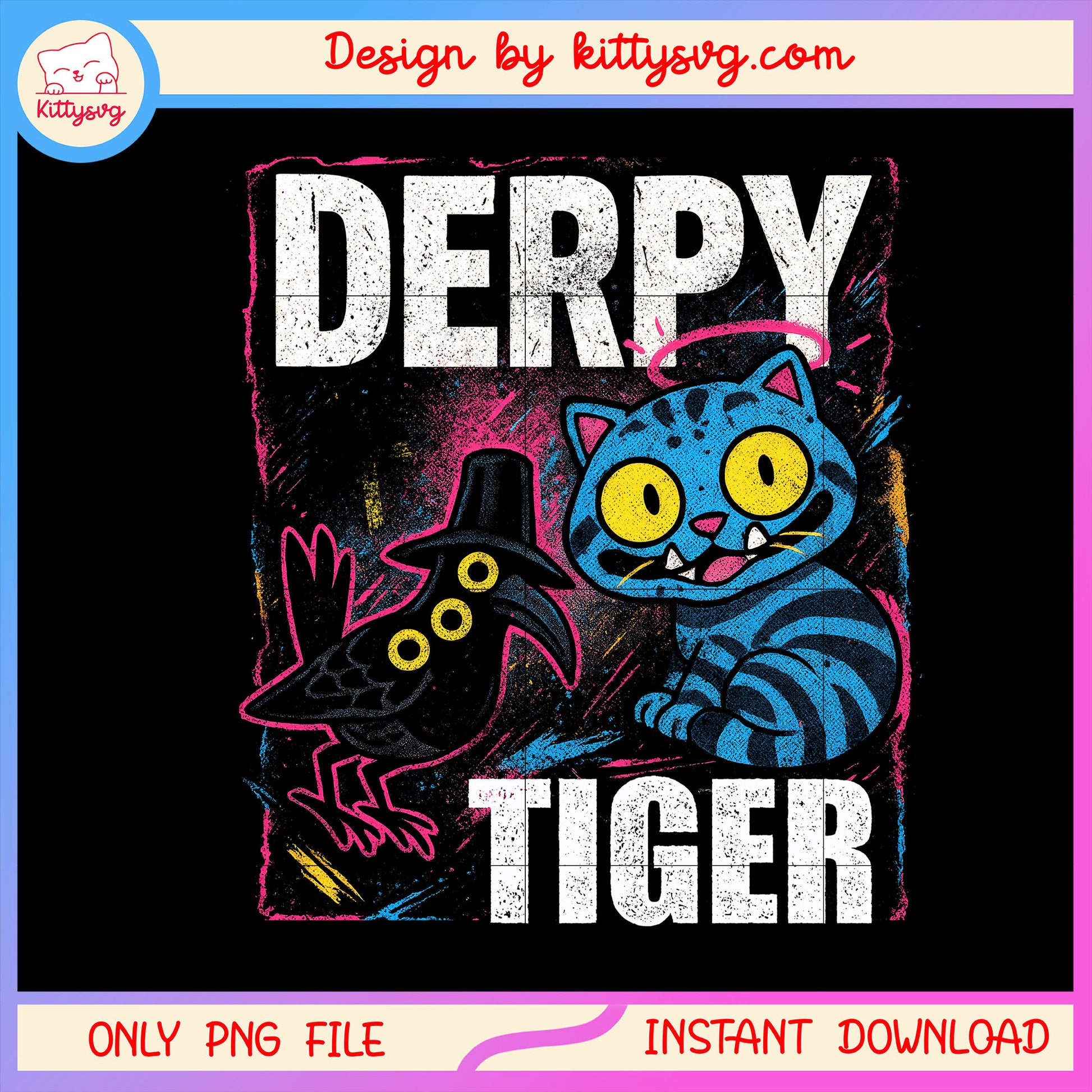 Derpy tiger demon vintage design png, tiger derpy png, huntrix png
