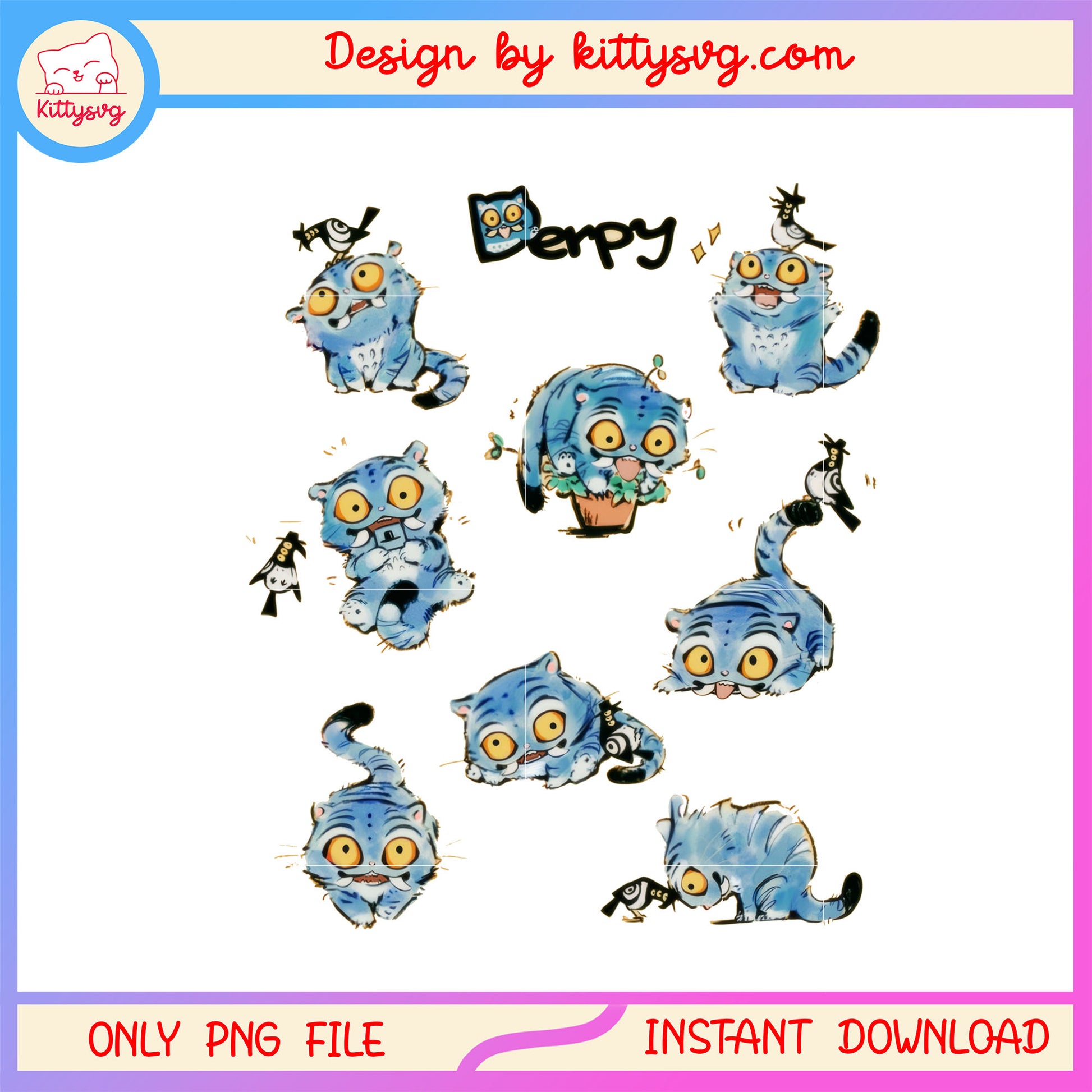 Derpy tiger playing with crow png, kpop demon hunters png