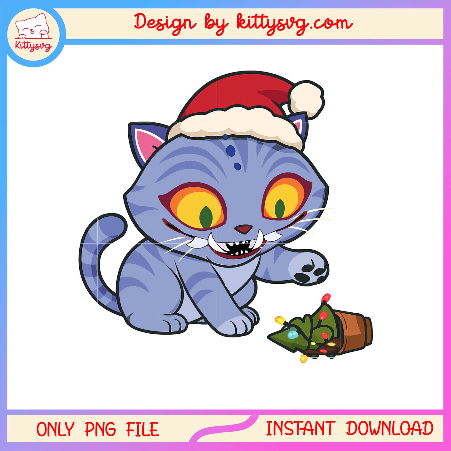 Derpy tiger santa hat christmas tree lights png, christmas tree png