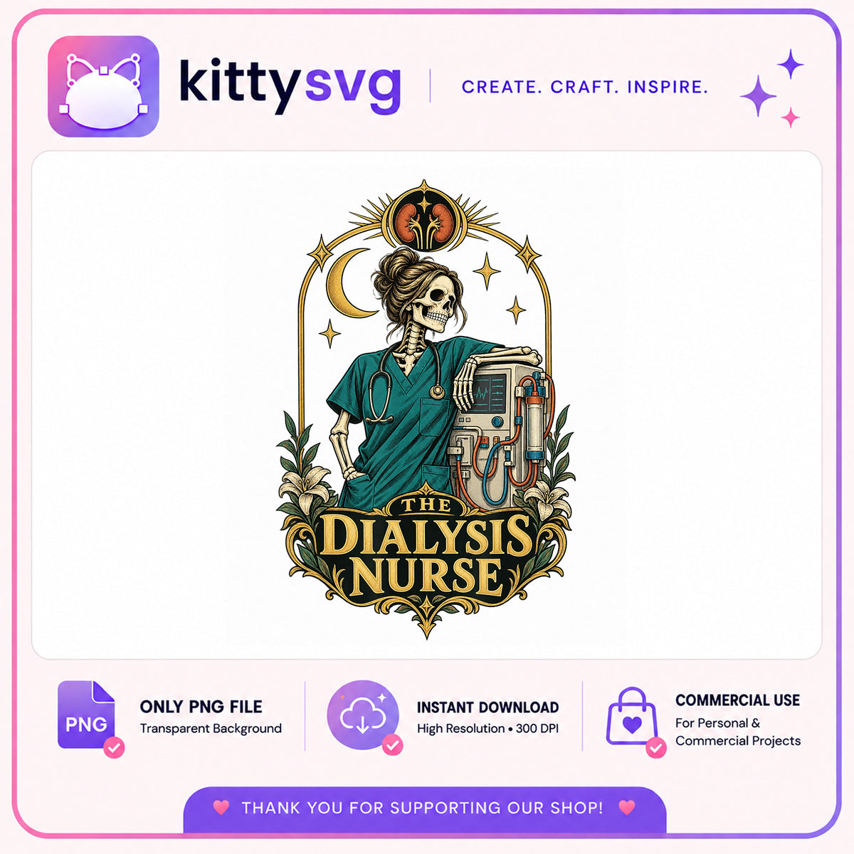Dialysis Nurse Skeleton PNG, Nurse Tarot Card PNG, Nurse PNG