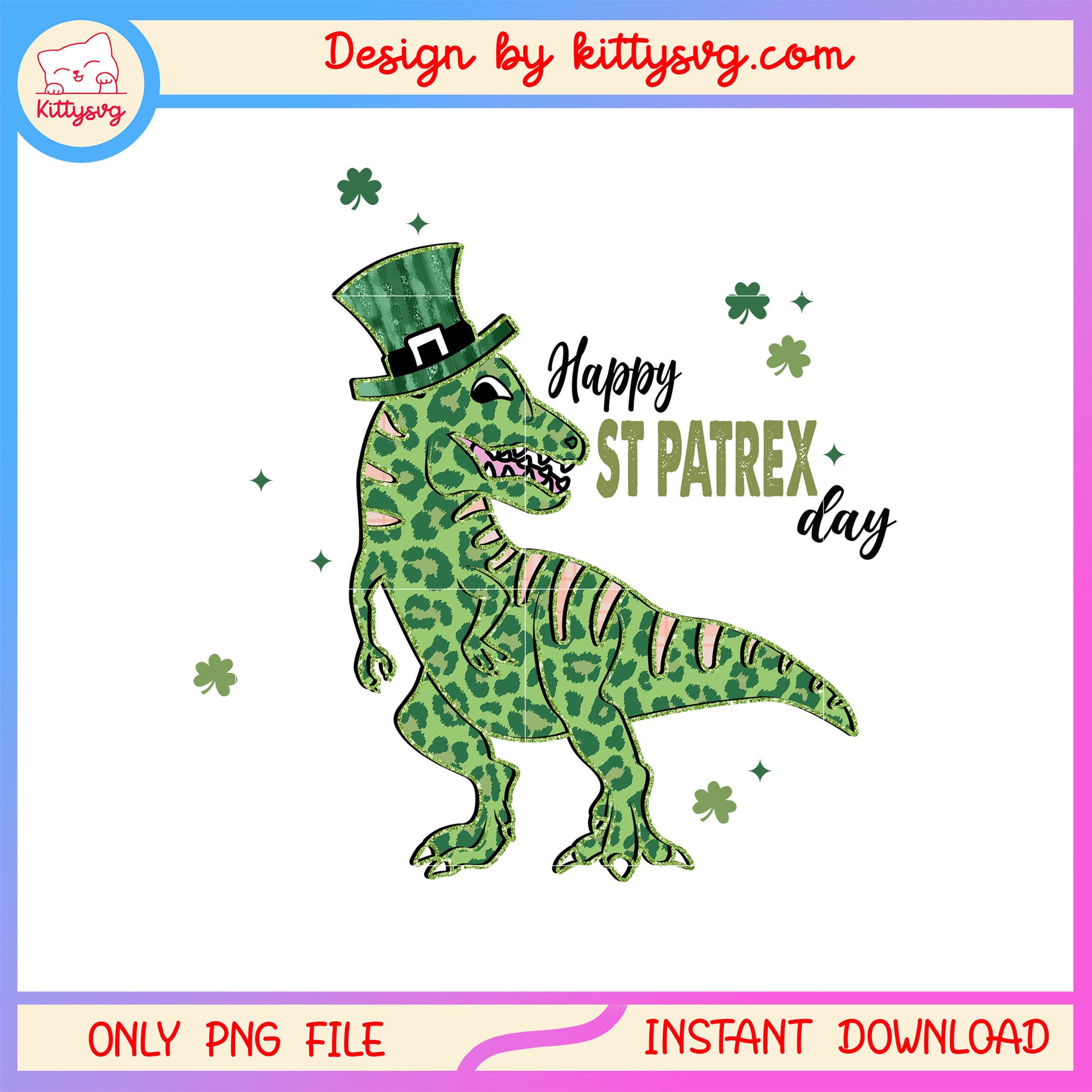 Dino green customer patrick png, st patrick's day green png