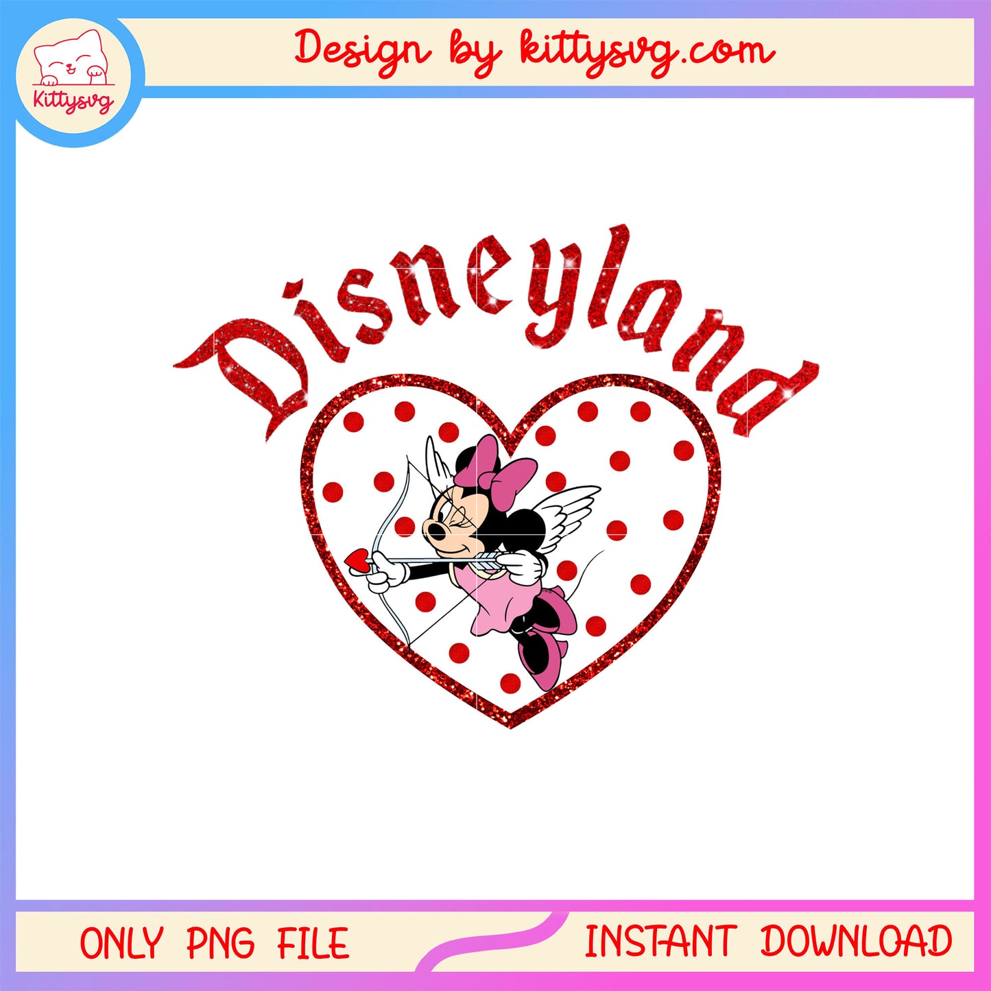 Disineyland cupid minnie valentine png, disney valentine's day​ png