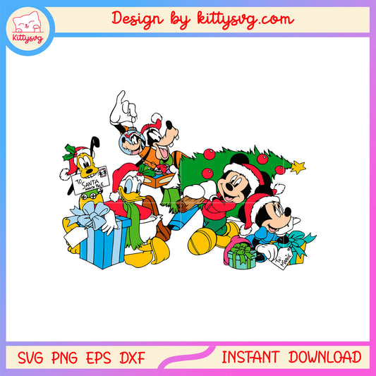 Disney characters christmas tree and gifts svg, disney character svg
