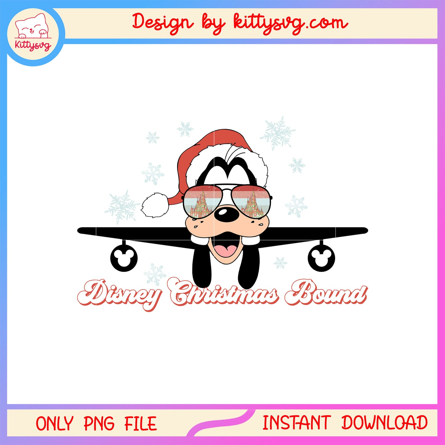 Disney christmas bound goofy glasses png, goofy christmas png 