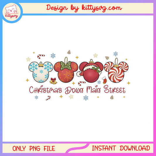 Disney christmas down main street design png, christmas disney png