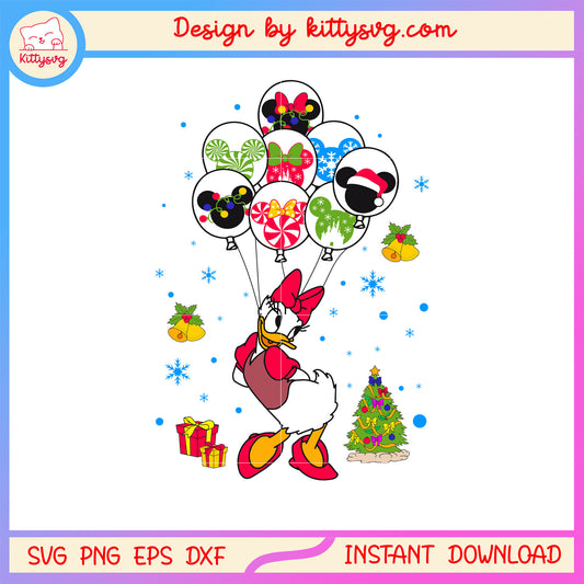 Disney daisy balloons merry christmas svg, disney daisy duck svg
