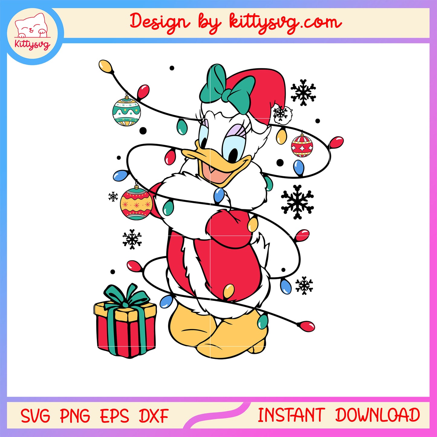 Disney daisy duck christmas lights svg, daisy duck disney svg
