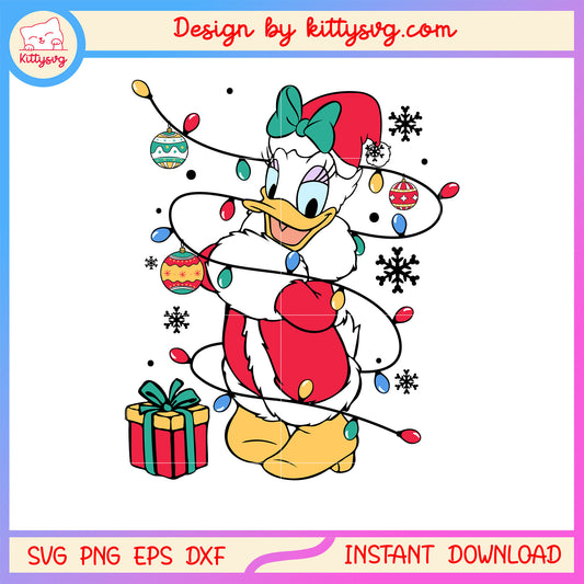 Disney daisy duck christmas lights svg, daisy duck disney svg