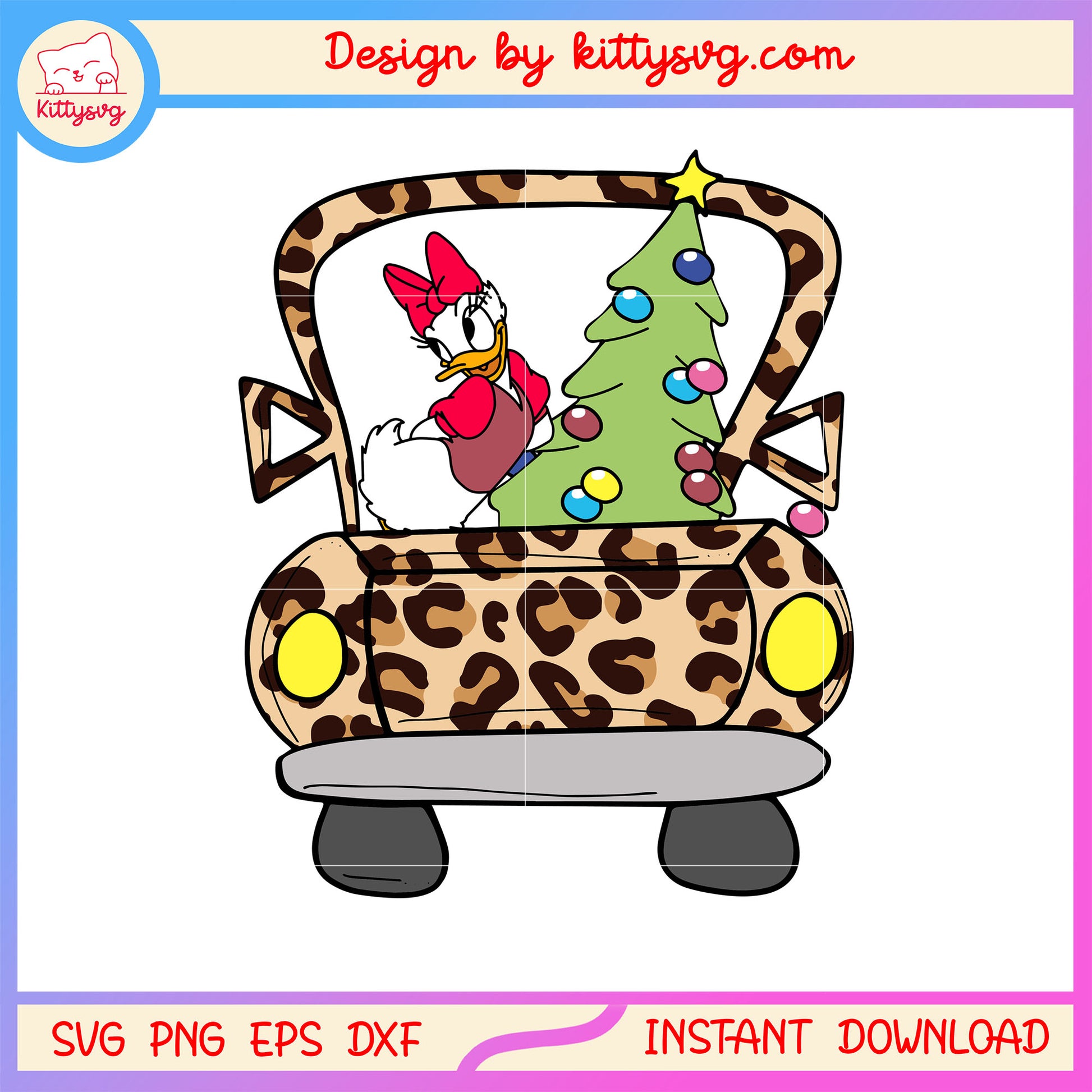 Disney daisy with christmas tree gif in car svg, christmas disney svg
