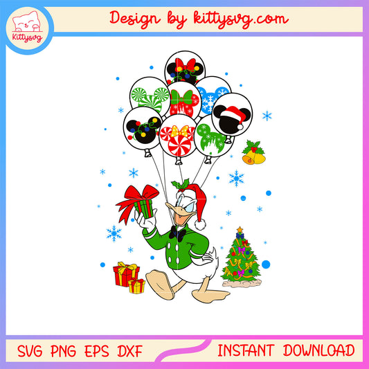 Disney donald balloons merry christmas svg, disney donald cartoon svg