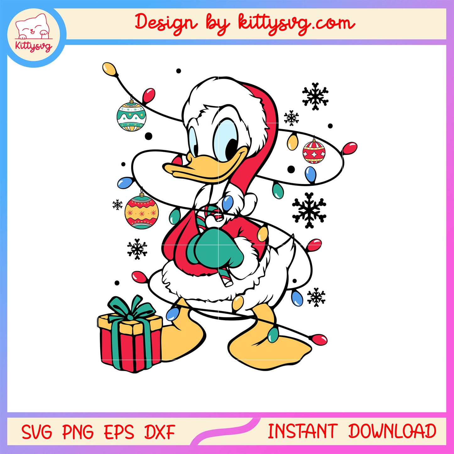 Disney donald duck christmas lights svg, donald duck disney svg
