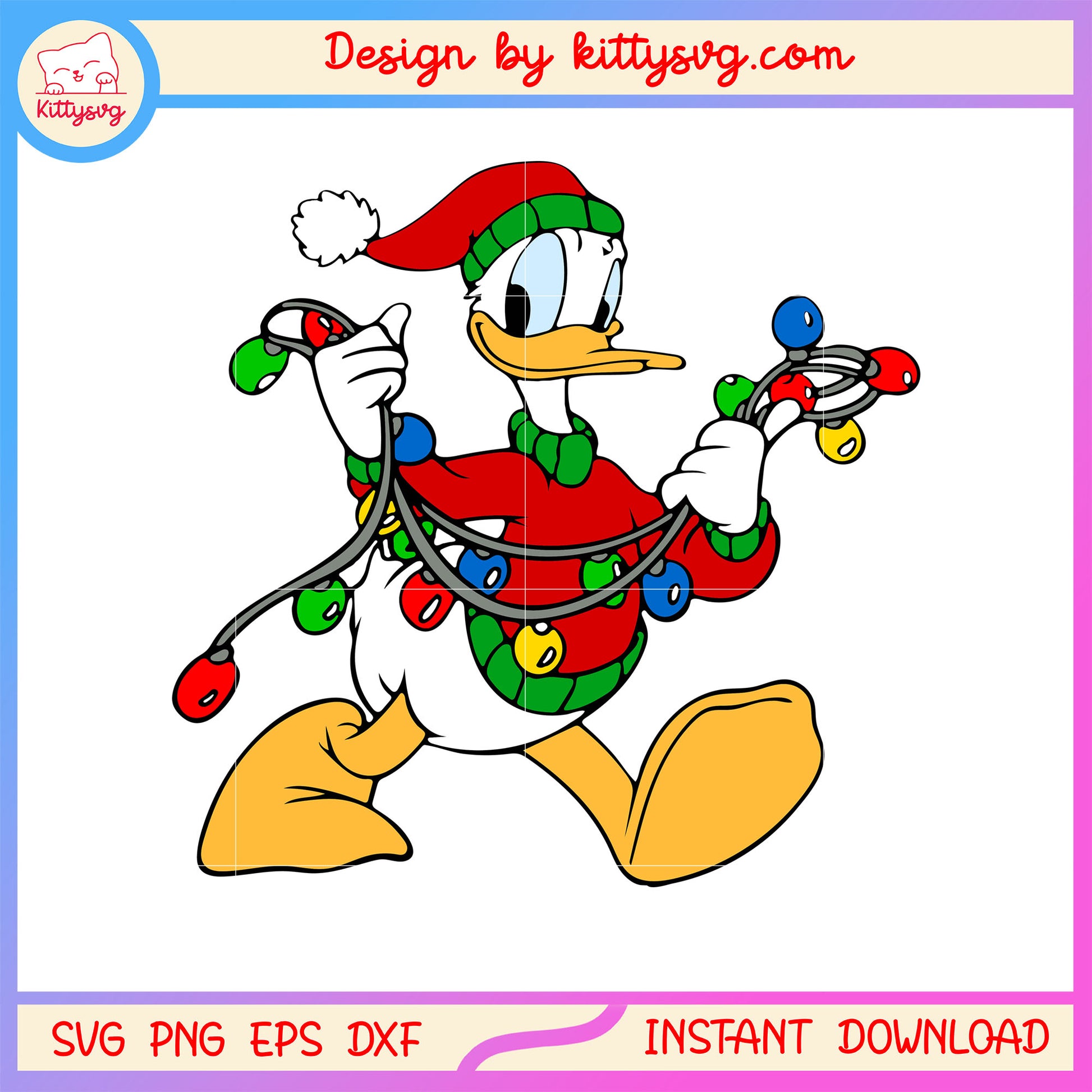 Disney donald duck hand light christmas svg, christmas lights svg