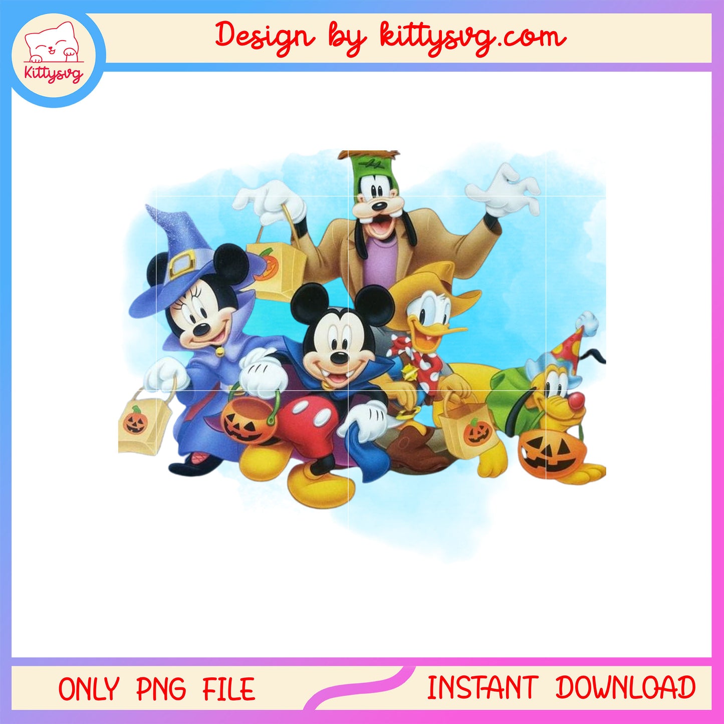 Disney friends trick or treat png, halloween day png