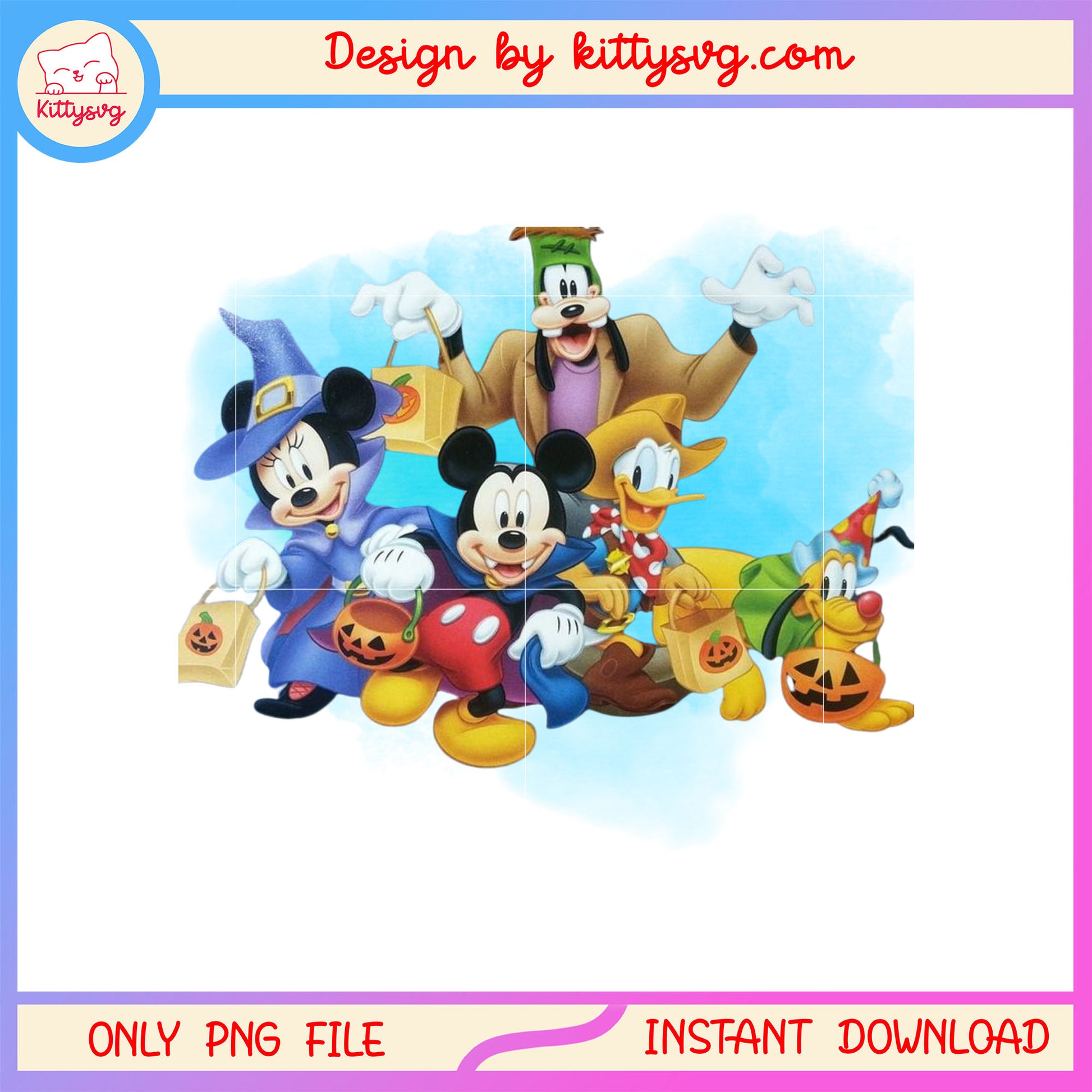 Disney friends trick or treat png, halloween day png