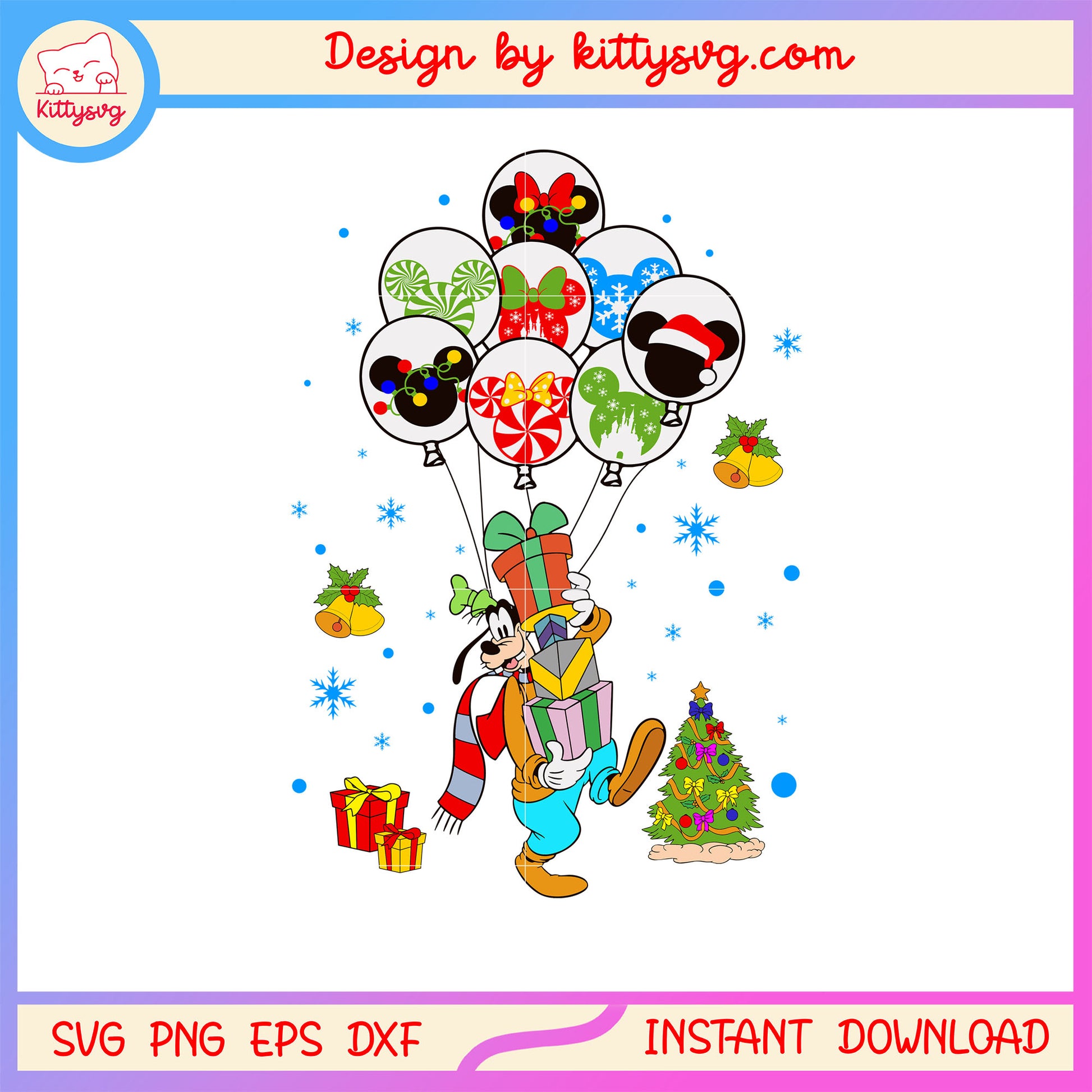 Disney goofy balloons merry christmas svg, disney christmas svg