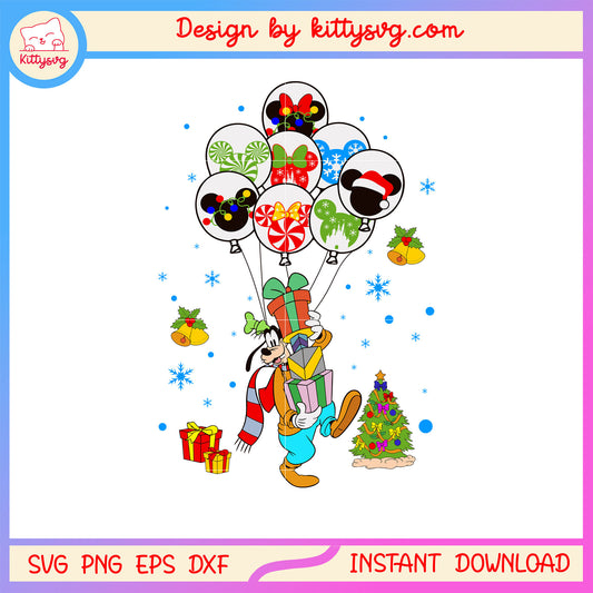Disney goofy balloons merry christmas svg, disney christmas svg