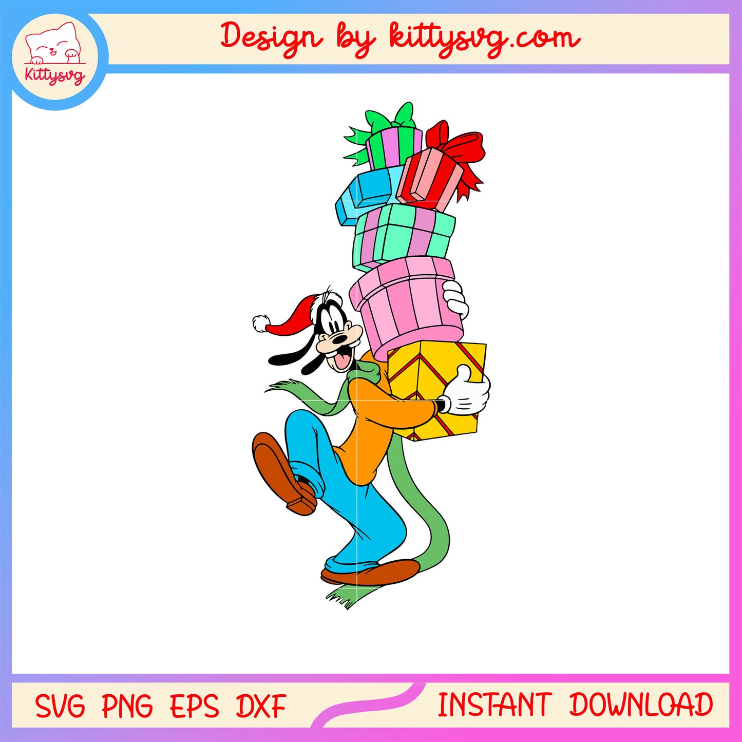 Disney goofy carry gifts christmas svg, christmas gift svg