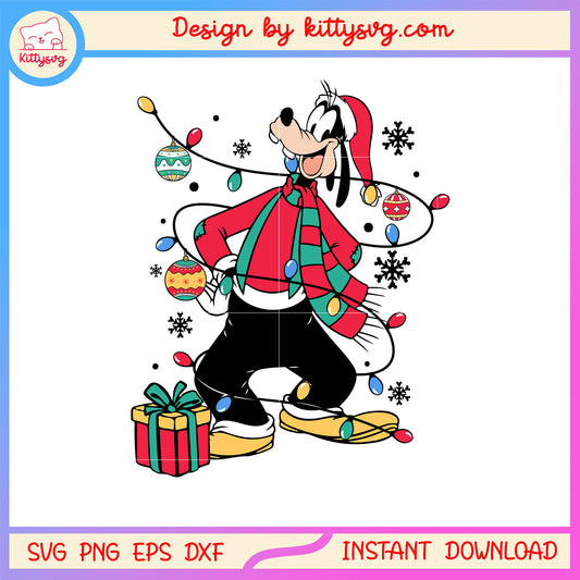 Disney goofy christmas lights svg, goofy character disney svg