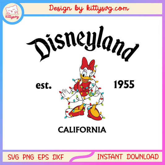 Disneyland california est 1955 daisy christmas svg, daisy duck svg