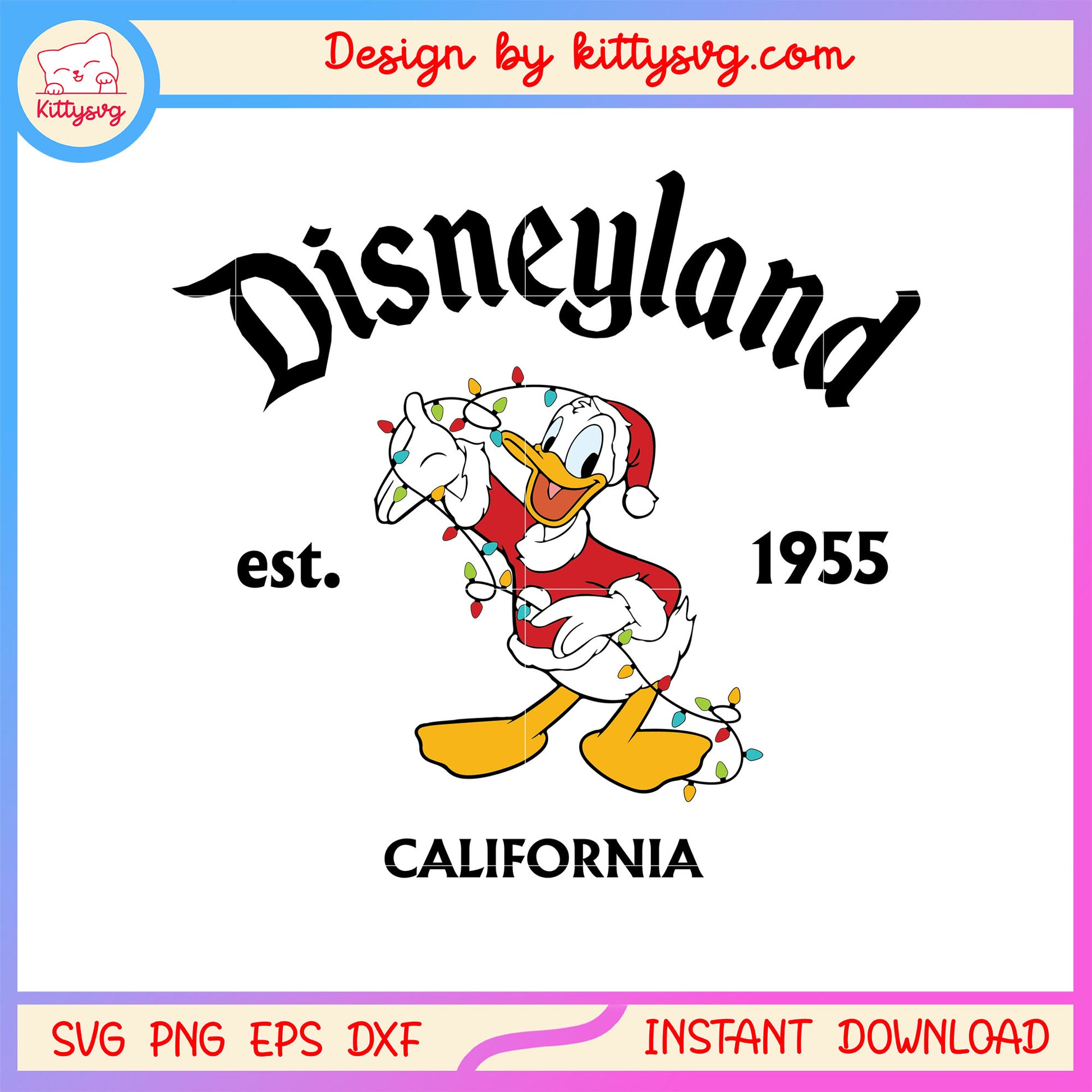 Disneyland california est 1955 donald christmas svg, donald svg