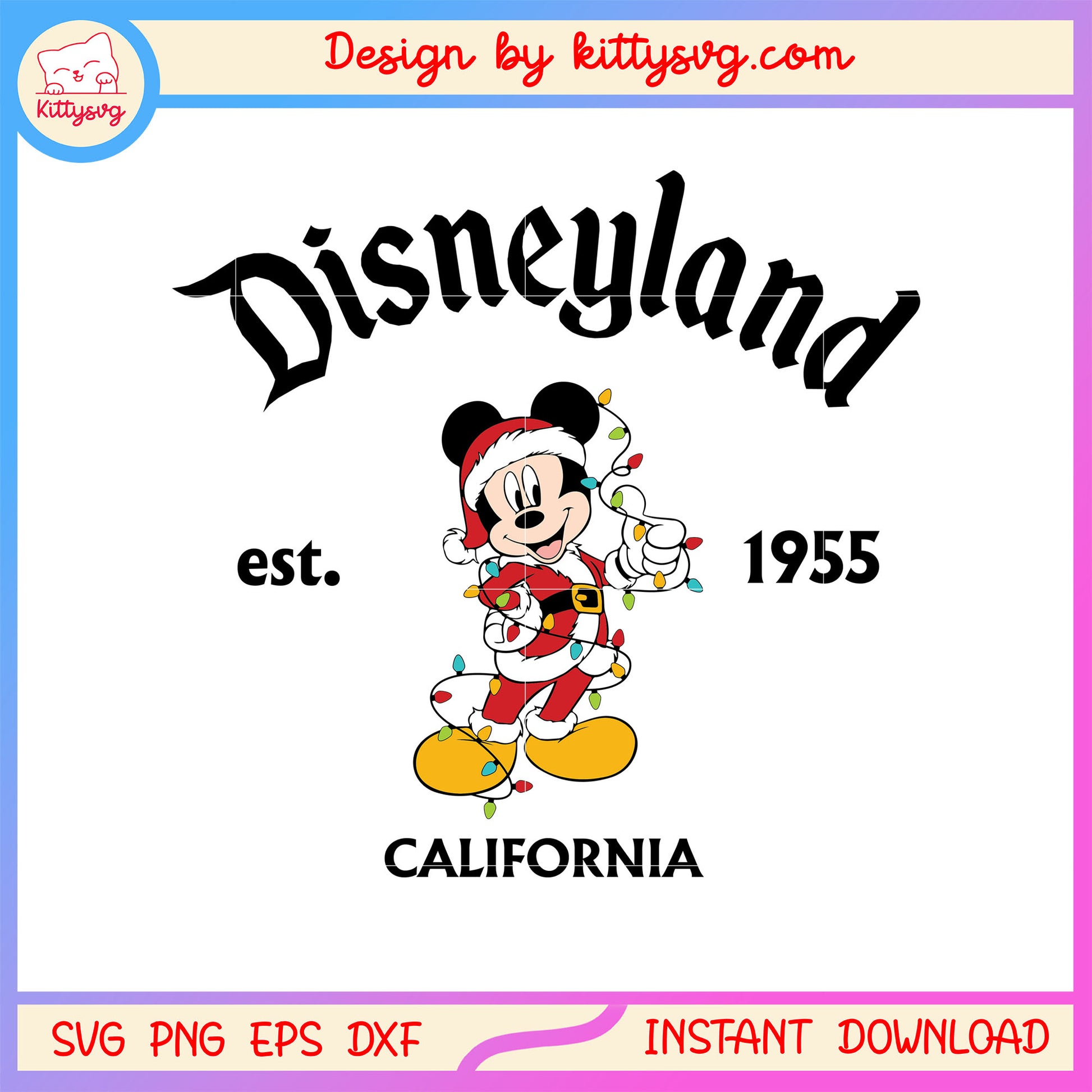 Disneyland california est 1955 mickey christmas svg, mickey svg