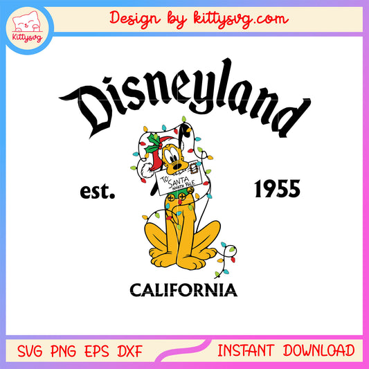Disneyland california est 1955 pluto christmas svg, pluto svg