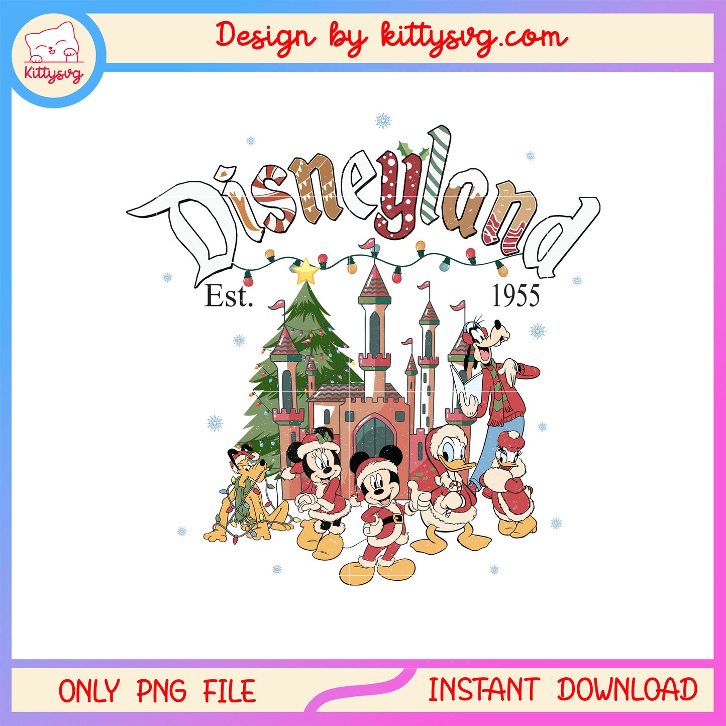 Disneyland est 1955 mickey friends png, happy christmas wishes png