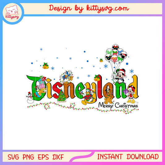 Disneyland merry christmas characters svg, happy christmas svg
