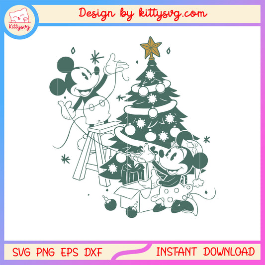 Disney mickey and minnie decor christmas tree svg, christmas design svg