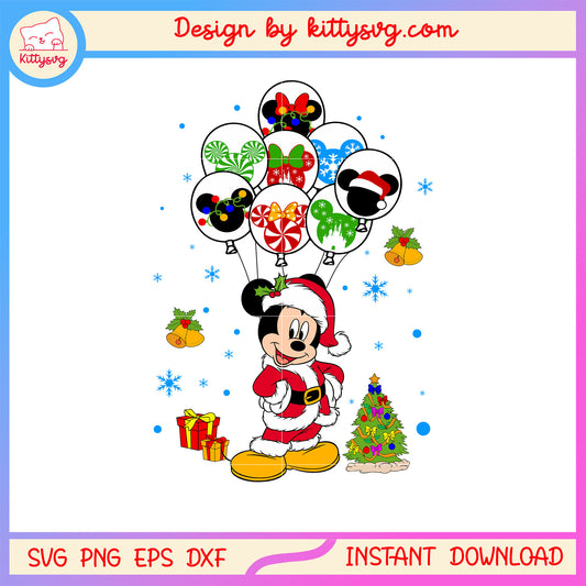 Disney mickey balloons merry christmas svg, mickey christmas svg