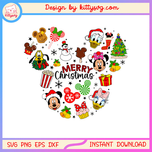 Disney mickey cartoon merry christmas clipart svg, disney cartoon svg