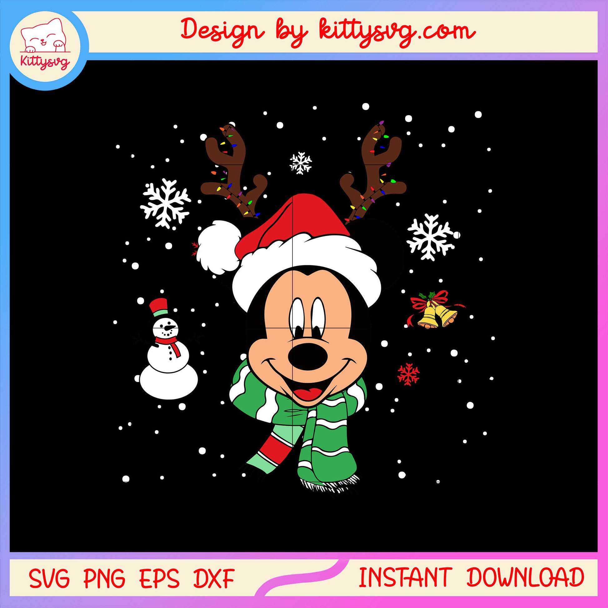 Disney mickey head cozy christmas bell svg, christmas holiday svg