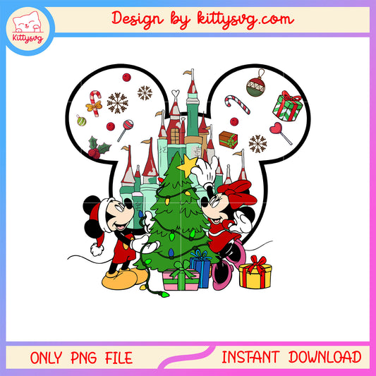 Disney mickey minnie ear merry christmas tree png, minnie mickey png