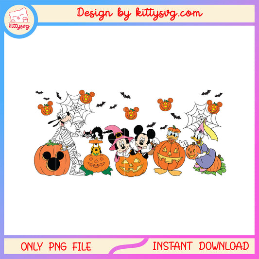 Disney mickey mouse friends halloween design png, mickey halloween pumpkin png