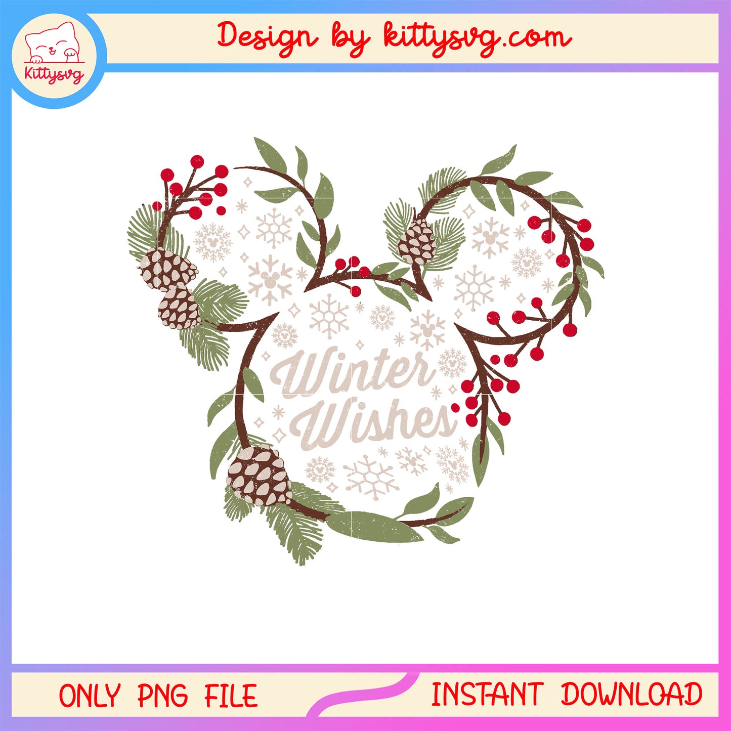Disney mickey mouse winter wishes vintage png, christmas design png