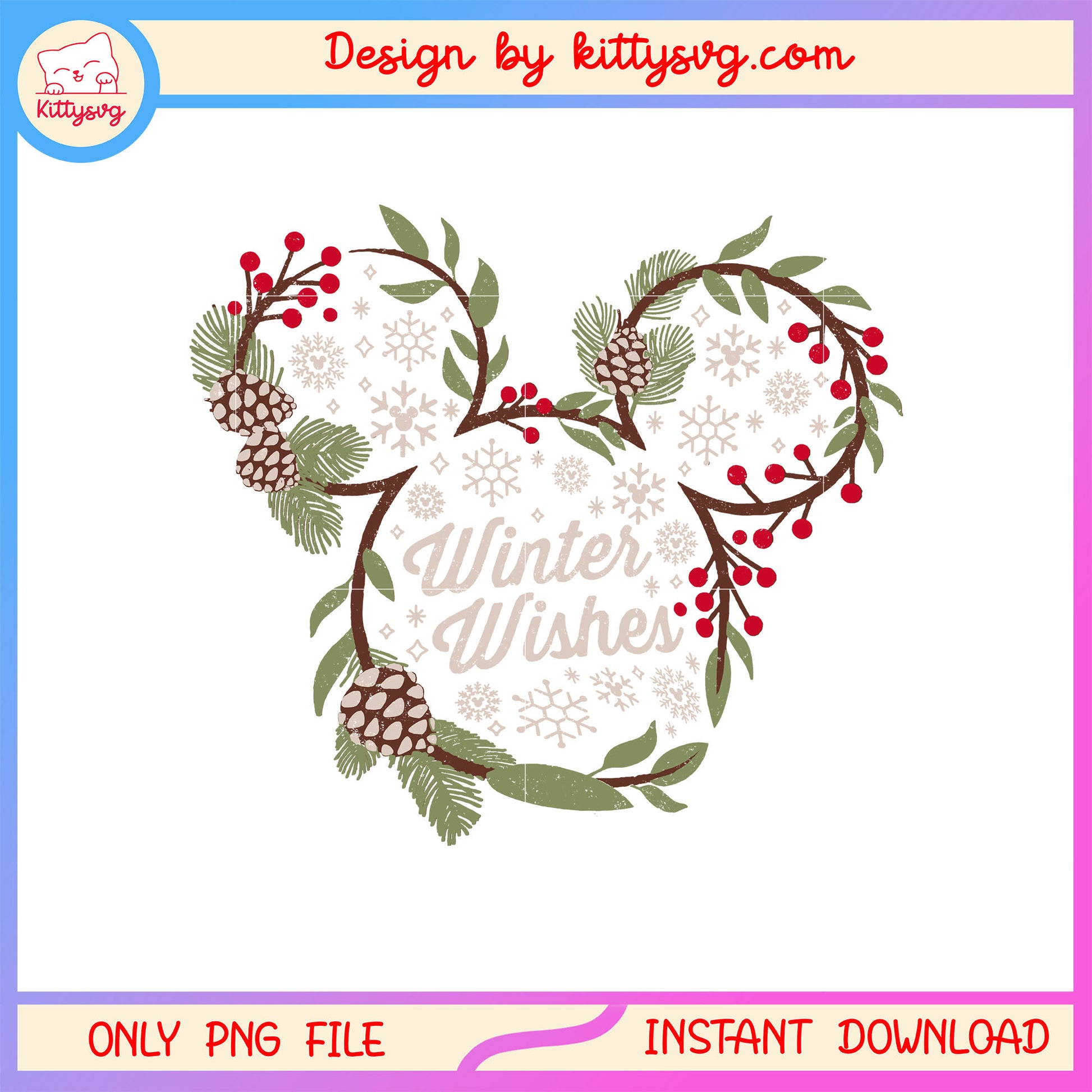 Disney mickey mouse winter wishes vintage png, christmas design png