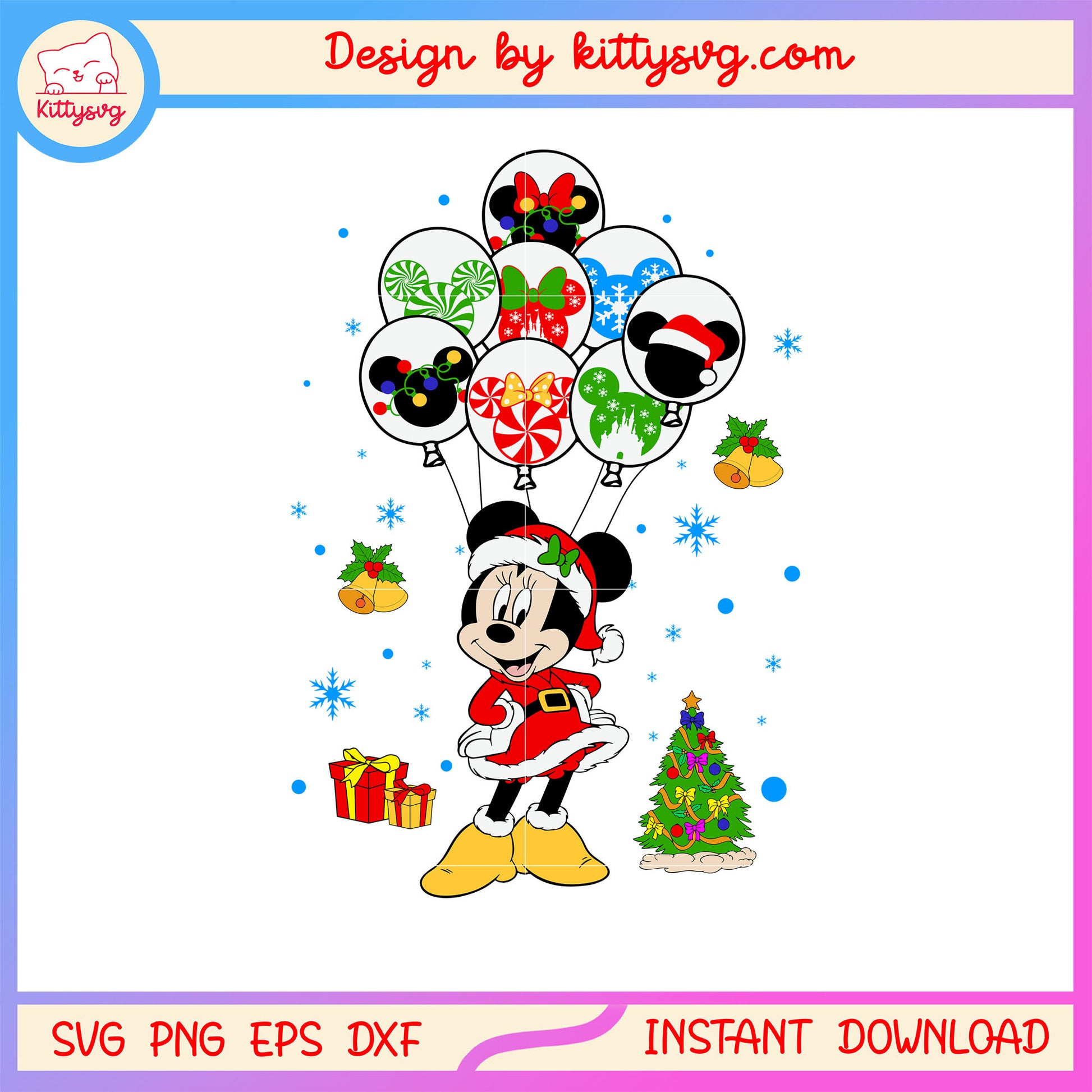 Disney minnie balloons merry christmas svg, disney minnie cartoon svg