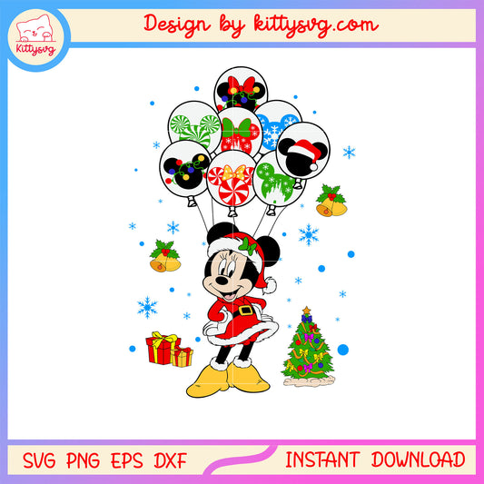 Disney minnie balloons merry christmas svg, disney minnie cartoon svg