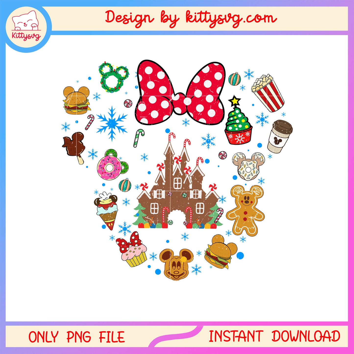 Disney minnie ear candy cookies christmas png, candy christmas png
