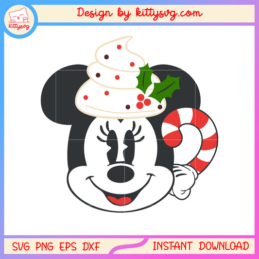 Disney minnie face hot cocoa christmas svg, minnie ear svg