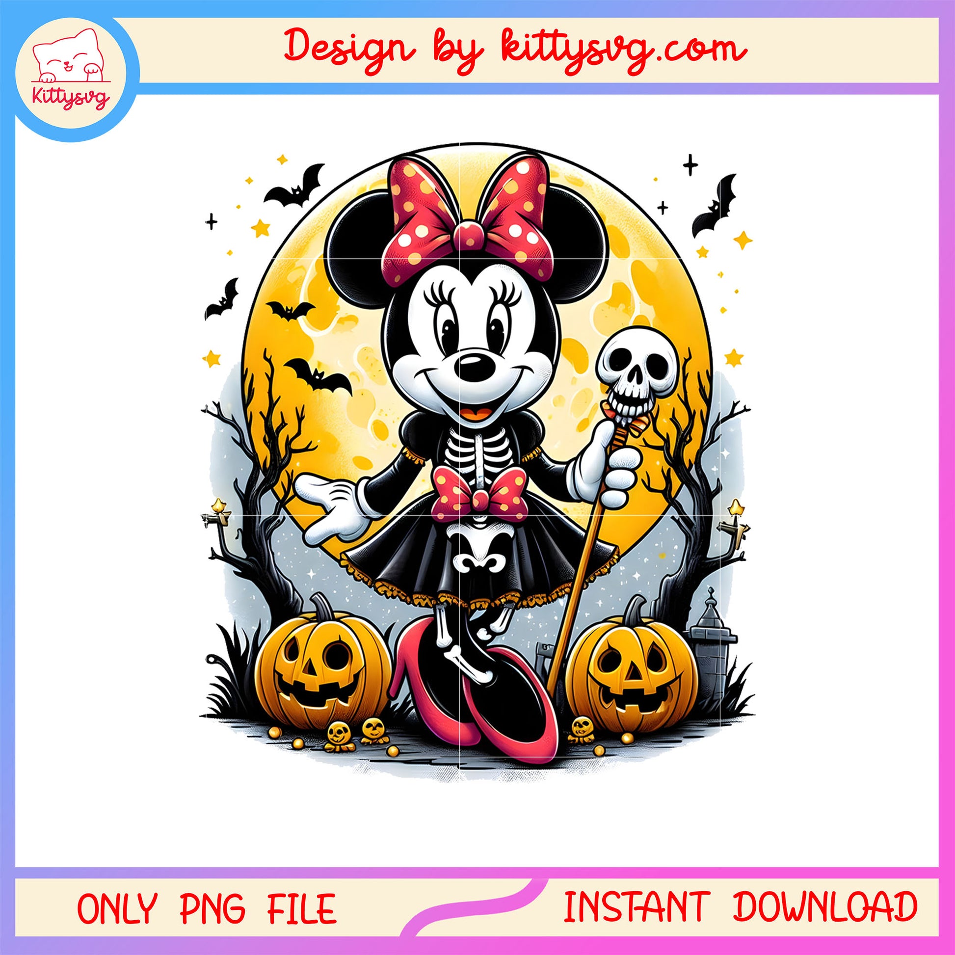 Disney minnie halloween skeleton costume png, halloween moon png