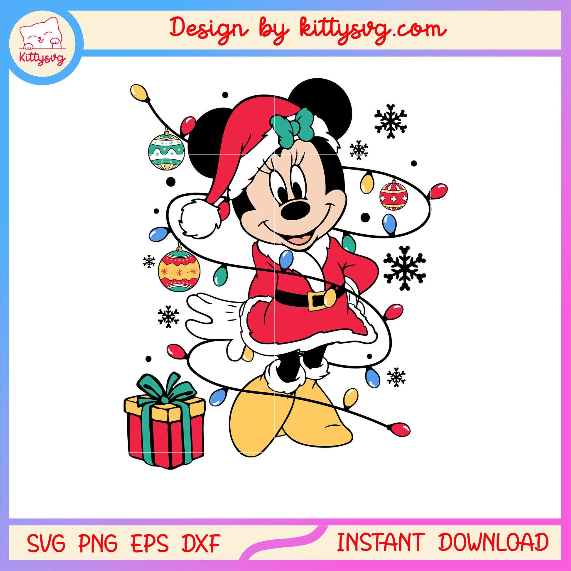 Disney minnie mouse christmas lights svg, minnie mouse disney svg