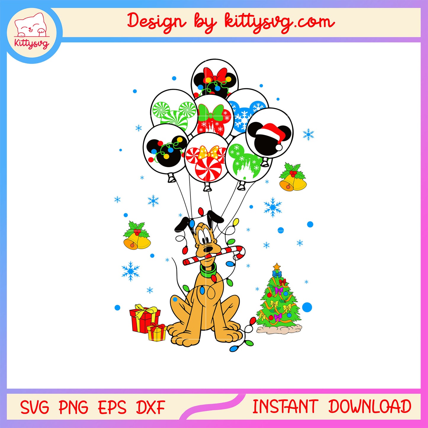 Disney pluto balloons merry christmas svg, disney pluto cartoon svg