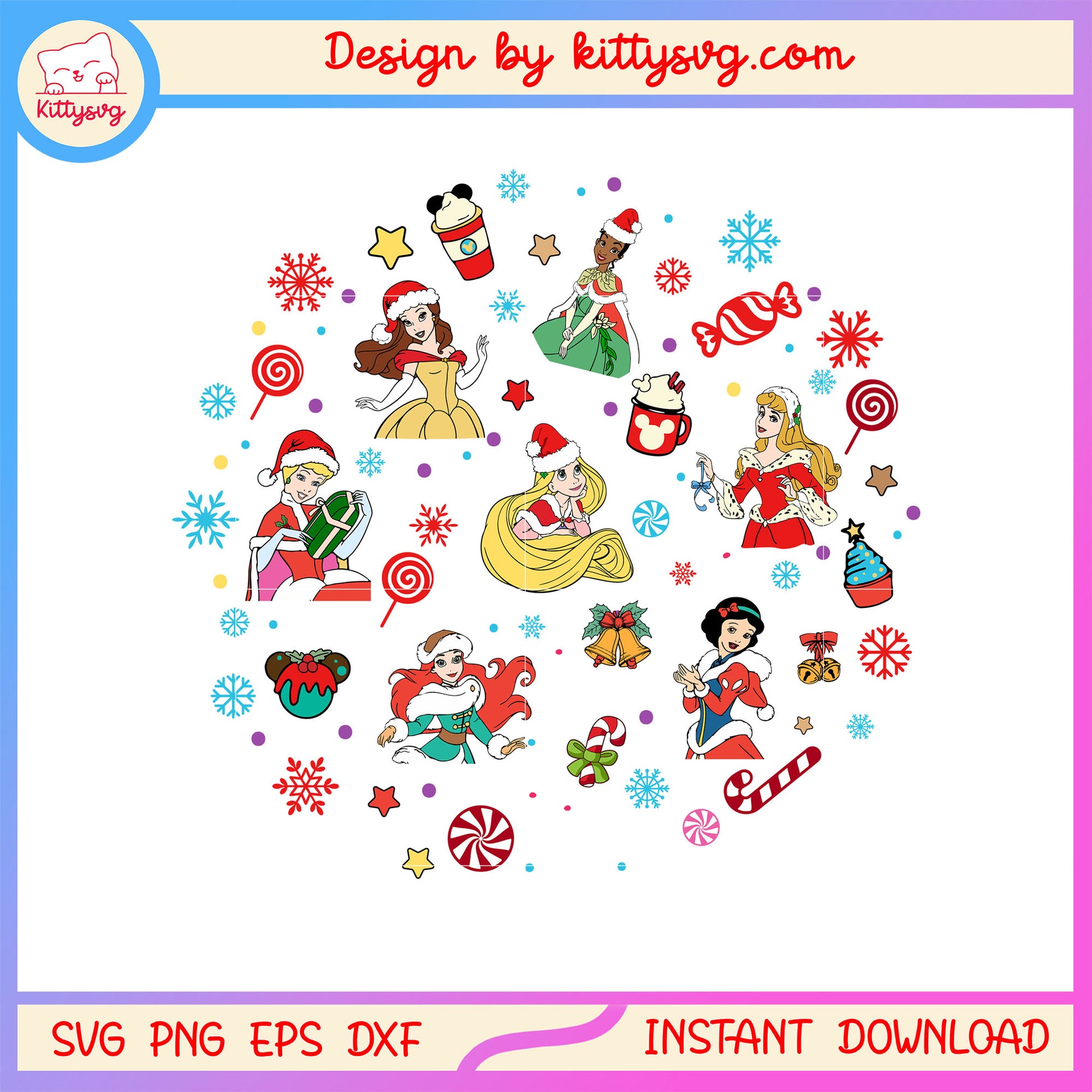 Disney princess candy cookies christmas svg, princess cartoon svg