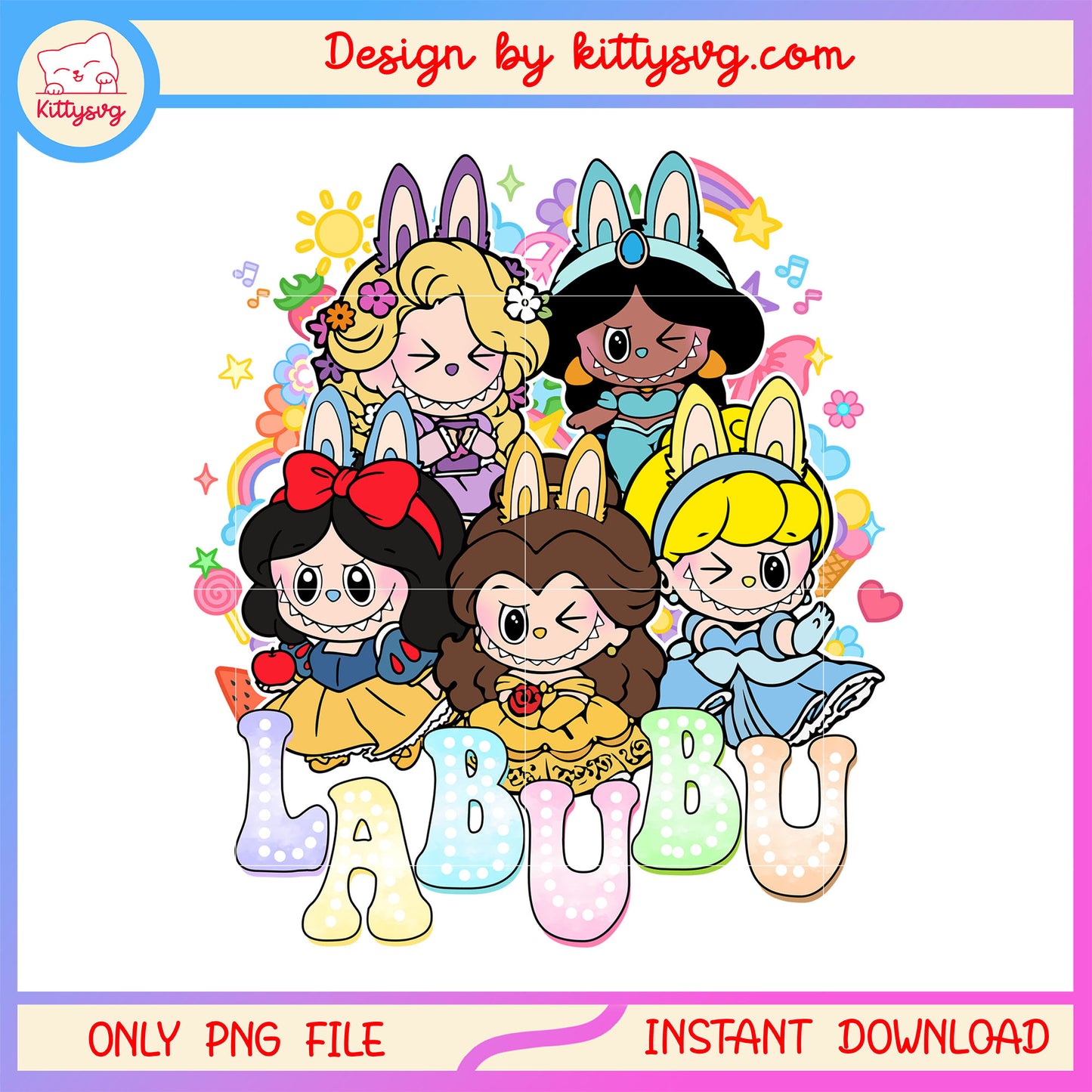 Disney princess labubu doll design png, princess disney png
