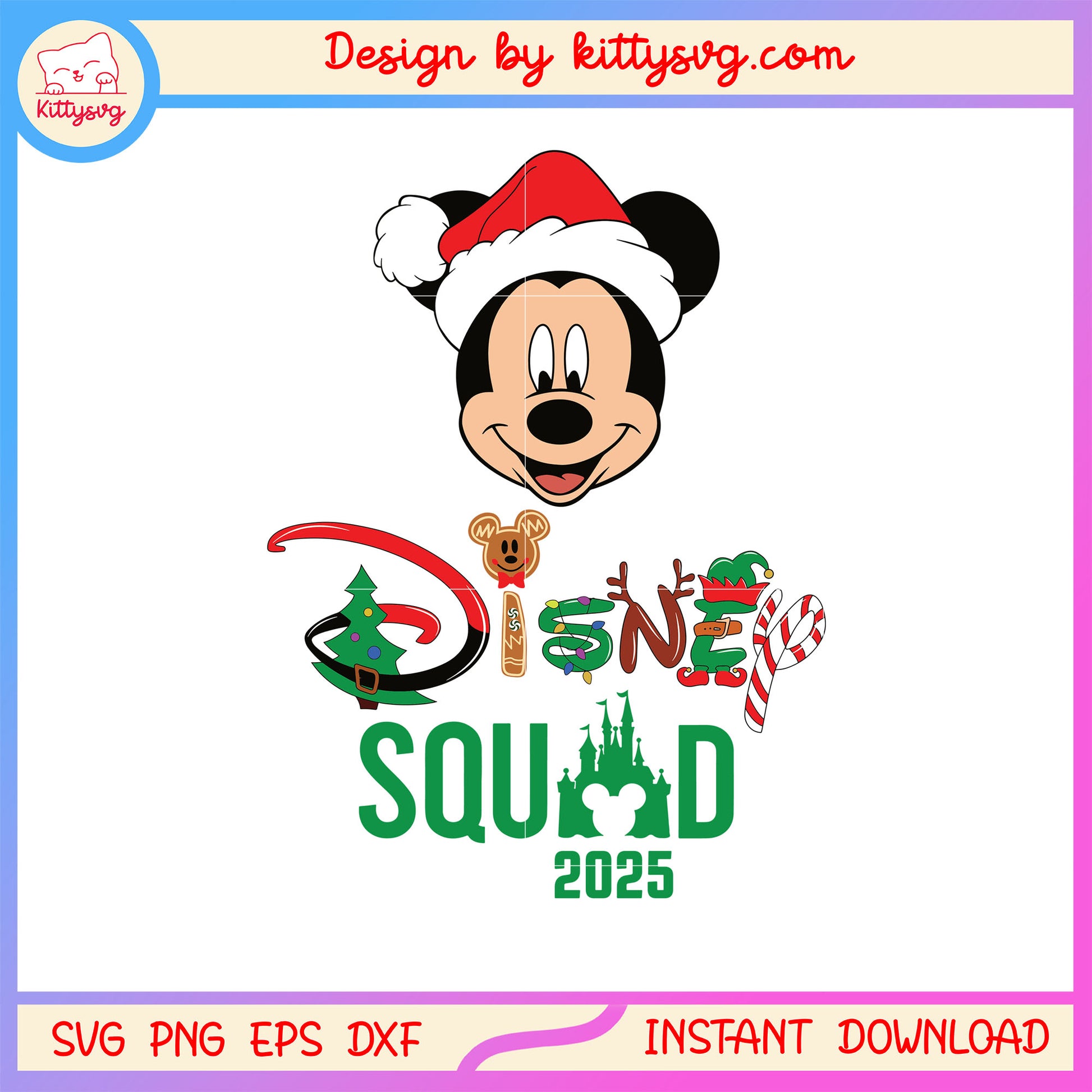 Disney squad 2025 mickey mouse head design svg, christmas 2025 svg