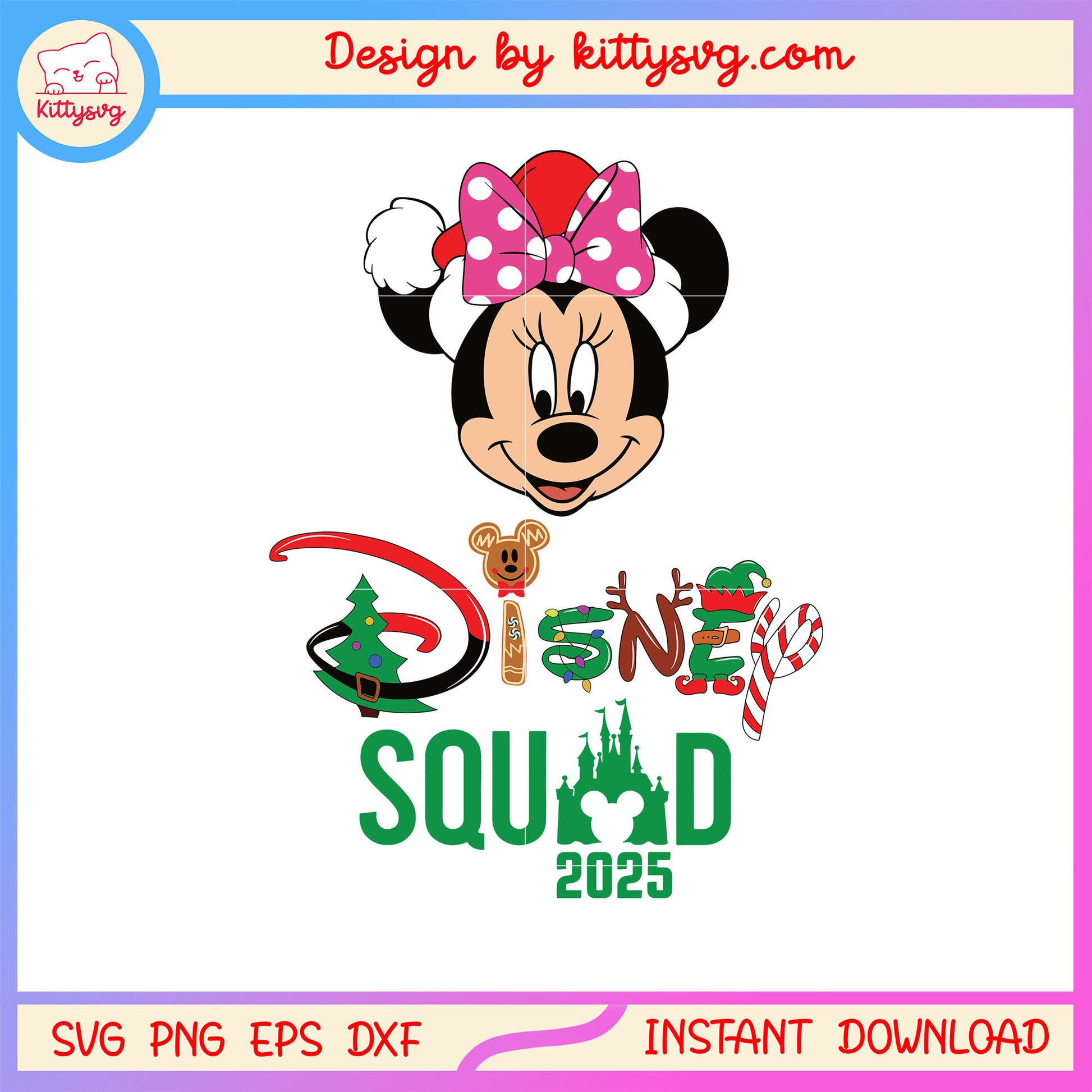 Disney squad 2025 minnie mouse head svg, merry christmas 2025 svg